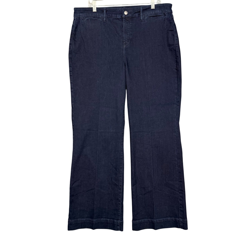NYDJ Wide Leg Jeans Womens 18 Dark Enzyme Blue Lift Tuck High Rise MTEN737T